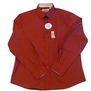 Nick Graham Dress Shirt Mens XL Red New Stretch Modern Fit Long Sleeve Button Up